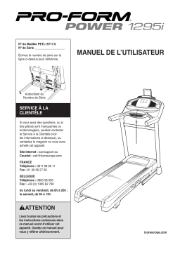 ProForm Power 1295i TREADMILL Manuel utilisateur