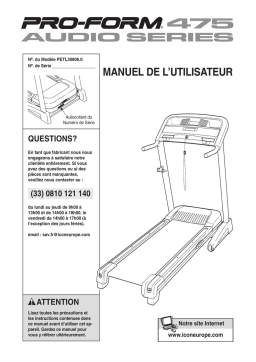 ProForm 475 AUDIO SERIES TREADMILL Manuel utilisateur