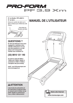 ProForm 3.9 TREADMILL Manuel utilisateur