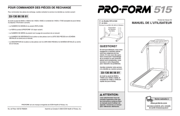 PETL51500 | PETL5150 | Manuel du propriétaire | ProForm 515 TREADMILL Manuel utilisateur | Fixfr