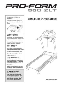 ProForm 500 ZLT TREADMILL Manuel utilisateur