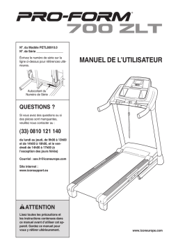 ProForm 700 ZLT TREADMILL Manuel utilisateur