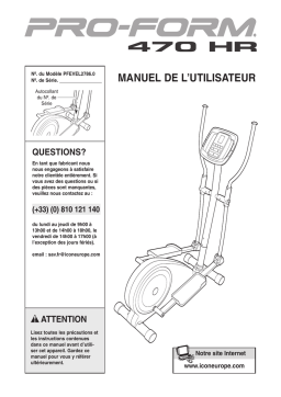 ProForm 470 ELLIPTICAL Manuel utilisateur