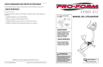 PFEVEX2402 | Manuel du propriétaire | ProForm 1150CI BIKE Manuel utilisateur | Fixfr