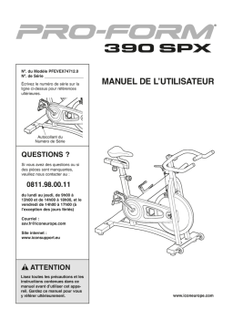 ProForm 390 SPX BIKE Manuel utilisateur