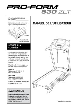 ProForm 530 ZLT TREADMILL Manuel utilisateur