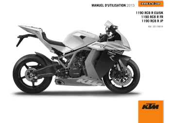 1190 RC8 R JP 2013 | 1190 RC8 R FR 2013 | Manuel du propriétaire | KTM 1190 RC8 R EU 2013 Sport Bike Manuel utilisateur | Fixfr