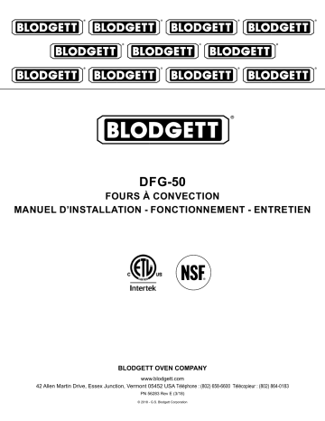 Manuel du propriétaire | Blodgett DFG-50 DFG SERY Manuel utilisateur | Fixfr