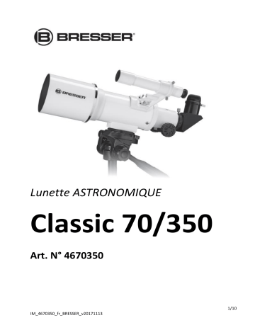 Manuel du propriétaire | Bresser Classic 70/350 Refractor Telescope Manuel utilisateur | Fixfr