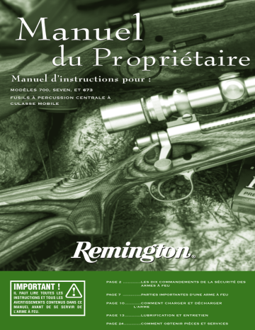 Manuel du propriétaire | Remington 700, SEVEN, 673 Manuel utilisateur | Fixfr