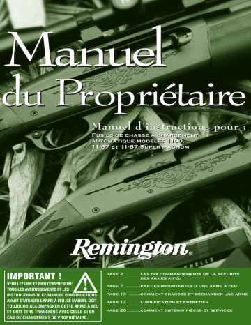 Manuel du propriétaire | Remington 597, 597 MAGNUM & 597 VTR Manuel utilisateur | Fixfr