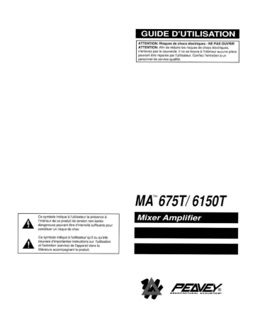 Manuel du propriétaire | Peavey MA 675T / 6150T Mixer Amplifier Manuel utilisateur | Fixfr