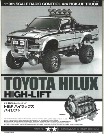 Manuel du propriétaire | Tamiya Toyota Hilux High-Lift Big Tire Model Manuel utilisateur | Fixfr