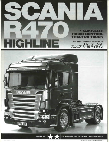 Manuel du propriétaire | Tamiya Scania R470 Highline Big Truck Manuel utilisateur | Fixfr