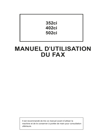 Manuel du propriétaire | Triumph-Adler 352ci Copy system Manuel utilisateur | Fixfr