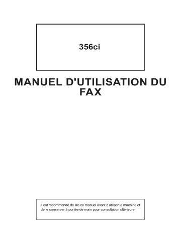 Manuel du propriétaire | Triumph-Adler 356ci Copy system Manuel utilisateur | Fixfr