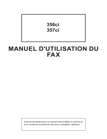 Manuel du propriétaire | Triumph-Adler 357ci Copy system Manuel utilisateur | Fixfr