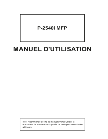 Manuel du propriétaire | Triumph-Adler P-2540i MFP Copy system Manuel utilisateur | Fixfr