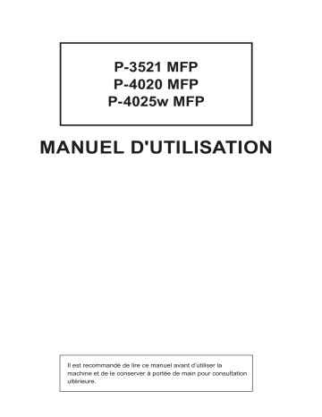Manuel du propriétaire | Triumph-Adler P-3521MFP Copy system Manuel utilisateur | Fixfr