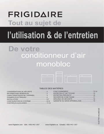 FRP12PTT2A | FRP77PTT2A | FRP12ETT2A | FRP90PTT2R | Manuel du propriétaire | Frigidaire FRP15E2Y2A Manuel utilisateur | Fixfr