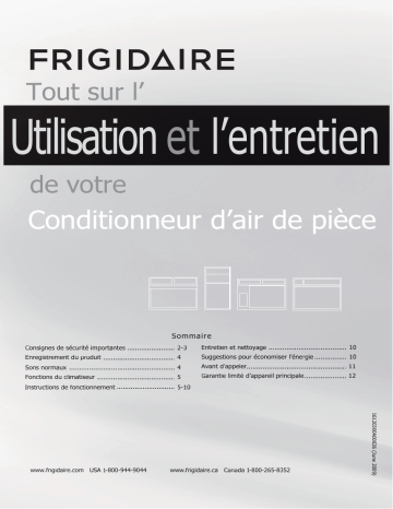 Manuel du propriétaire | Frigidaire FFTA10C3Q1 Manuel utilisateur | Fixfr