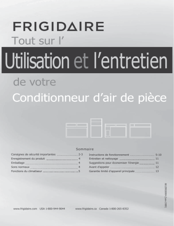 Manuel du propriétaire | Frigidaire FFRA062ZA1 Manuel utilisateur | Fixfr