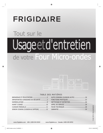 FGBM205KW | Manuel du propriétaire | Frigidaire FGBM185KW Manuel utilisateur | Fixfr