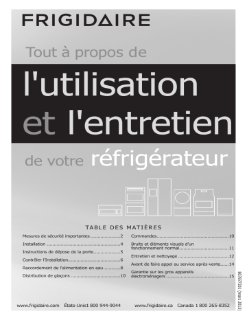 Manuel du propriétaire | Frigidaire FRT21G2NW Manuel utilisateur | Fixfr