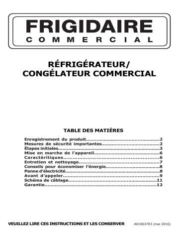 FCGM181RQB | Manuel du propriétaire | Frigidaire FCRS181RQB Manuel utilisateur | Fixfr