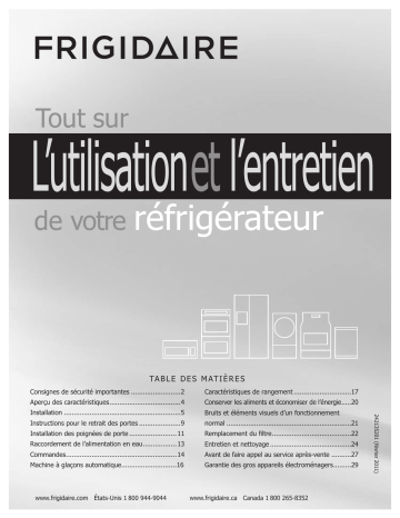 FGHN2844LF | FGHN2844LE | Manuel du propriétaire | Frigidaire FGUN2642LF Manuel utilisateur | Fixfr