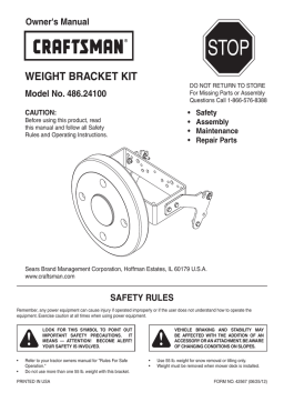 Craftsman 55 lb. Tractor Wheel Weight Manuel du propriétaire