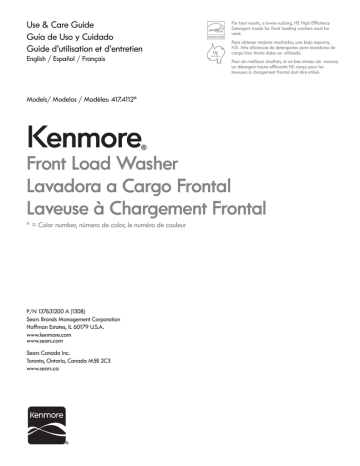 Kenmore 3.9 cu. ft. Front-Load Washer - White ENERGY STAR Manuel du propriétaire | Fixfr