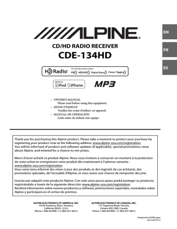 Alpine CDE-134HD Manuel du propriétaire | Fixfr