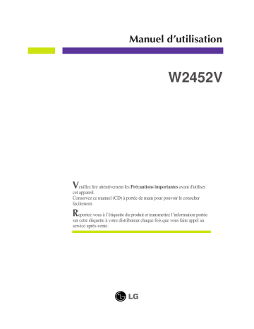 LG LG W2452V-PF Manuel du propriétaire | Fixfr