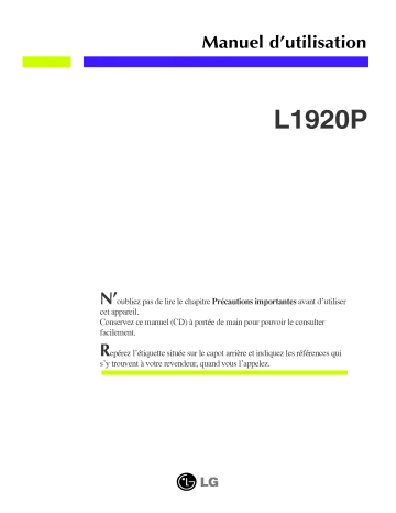 LG L1920P Manuel du propriétaire | Fixfr