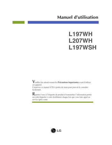 LG LG L197WH-PF Manuel du propriétaire | Fixfr