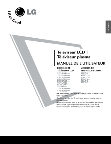 26LG30R | 42PG20R | 22LG30R | 37LG50FR | 47LG50FR | 47LG30R | 32PC5RA | 37LG53FR | 42PG10R | 42LG50FR | 37LG30R | 42LG10R | 32LG10R | LG 50PG20R Manuel du propriétaire | Fixfr