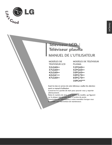 42PG6010 | LG 37LG6000 Manuel du propriétaire | Fixfr