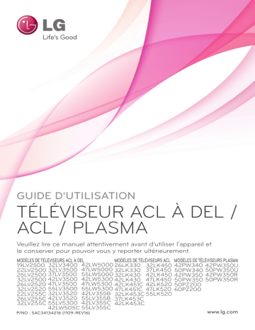 32LV255C | LG 42LV355B Manuel du propriétaire | Fixfr