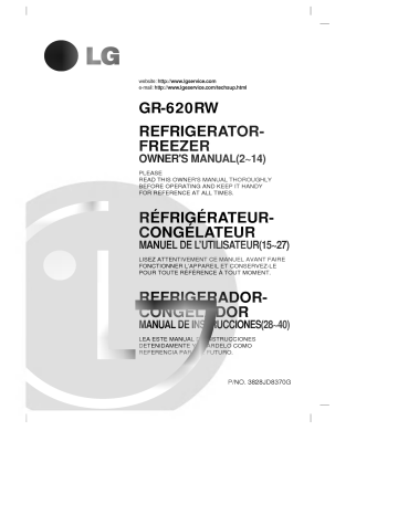 LG GR-620RX Manuel du propriétaire | Fixfr