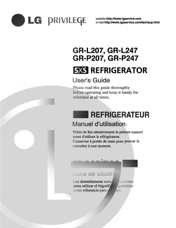 LG GR-L247WW Manuel du propriétaire | Fixfr