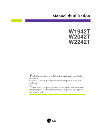 LG W1942T-SF | LG W2242T-SF | LG W2242T-PF Manuel du propriétaire | Fixfr