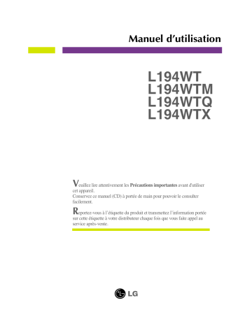 LG L194WT-SF Manuel du propriétaire | Fixfr