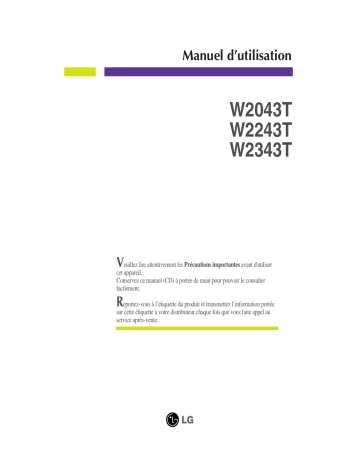 LG W2043T-PF | W2043T-PF | LG LG W2343T-PF Manuel du propriétaire | Fixfr