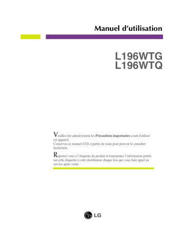 LG L196WTQ-SF Manuel du propriétaire | Fixfr