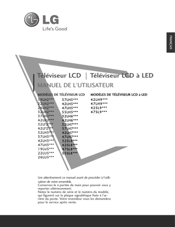 22LH20R | 42LF20FR | 37LH50YR | 32LF20FR | 37LH70YR | 47LH50YR | LG 47LH70YR Manuel du propriétaire | Fixfr