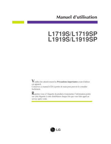 L1919S-SF | LG L1919S-BF Manuel du propriétaire | Fixfr