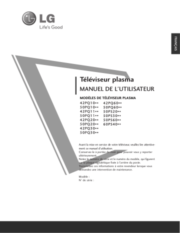 LG 50PQ2000 Manuel du propriétaire | Fixfr