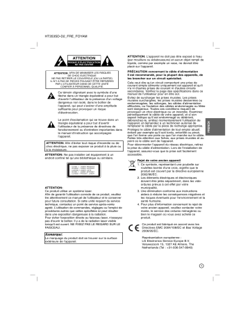 LG HT353SD Manuel du propriétaire | Fixfr