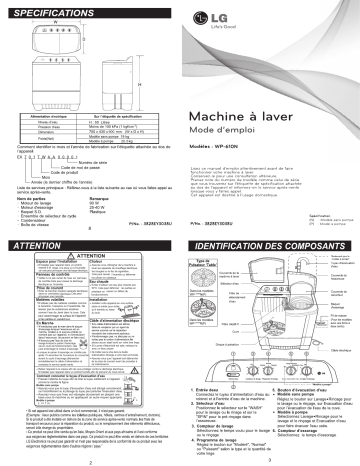 LG WP-610N Manuel du propriétaire | Fixfr